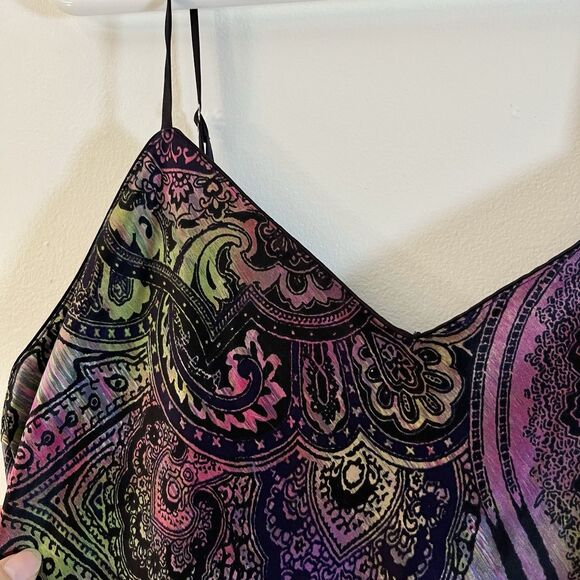 Natori Slip Dress Chemise Spaghetti Straps Purple Paisley Y2K Gyaru Midi Sz M - Picture 3 of 9